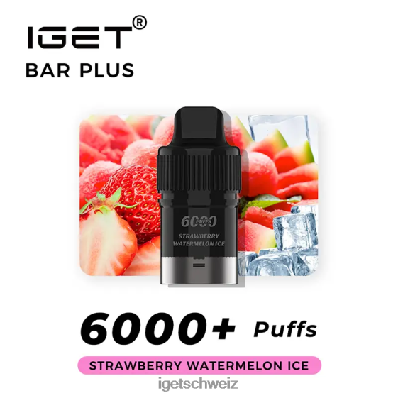 Nikotinfreier online IGET vapes Bar Plus Pod, 6000 Züge JNJRFD377 Erdbeer-Wassermelonen-Eis